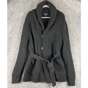 Bonobos Shawl Collar Cardigan Sweater Mens L Gray Slim Thick Grandpa Fisherman